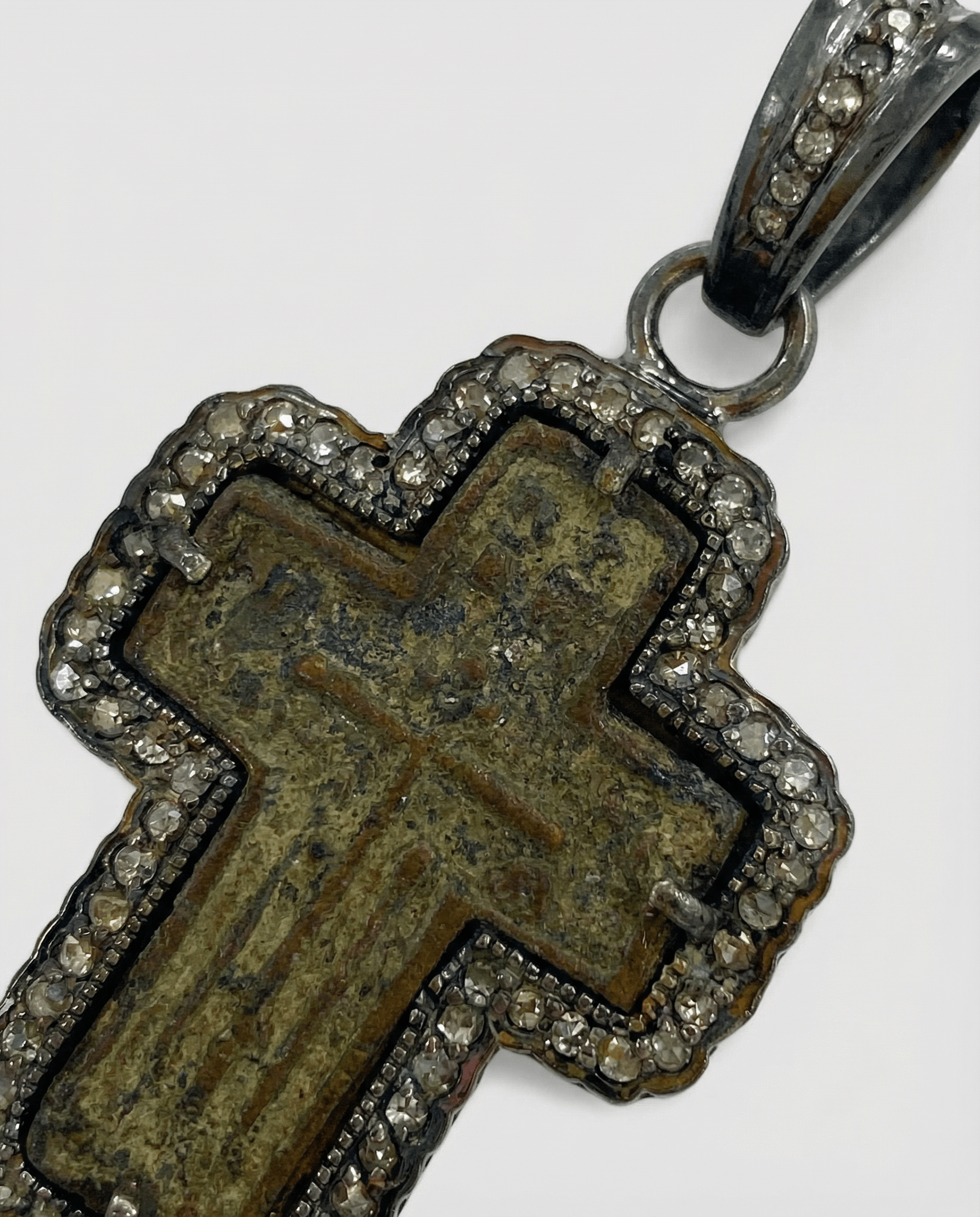 Antique Russian Orthodox Cross Pendant | Natural Diamonds