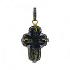 17th–18th century Russian Old Believers Christian cross pendant in 24kt gold-plated sterling silver with 57 natural diamonds 0.6ct and 1.04ct violet tanzanite – Tanya Telish