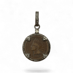 1905 Indian Head Penny pendant in sterling silver with 24 natural diamonds 0.36ct – authentic vintage U.S. copper coin with Liberty profile – Tanya Telish